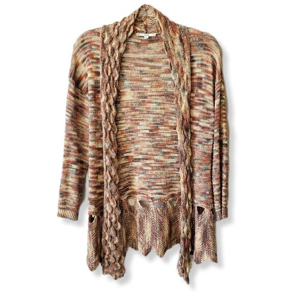 Sioni Women 3D Knit Cardigan S Cottage Granny Cabin Boho Neutral Artsy Lagenlook - Picture 1 of 9